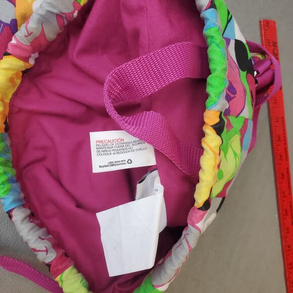 Disney Parks Authentic Original Mickey Mouse Clothe Backpack Colorful Faces Fold - Picture 8 of 11